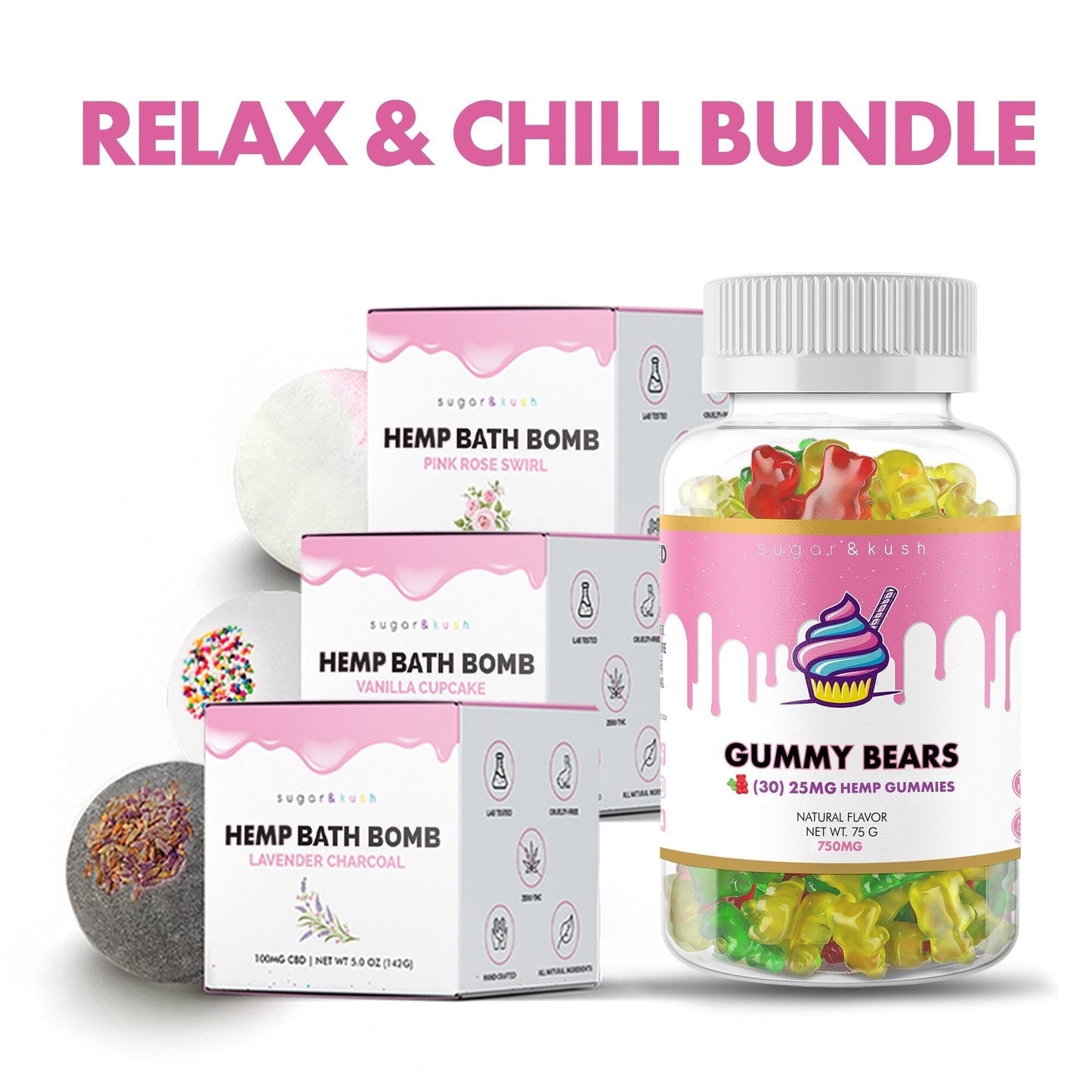 "Relax & Chill Bundle" - Bath Bomb Variety Pack + Gummies bundle S&K Bundles 
