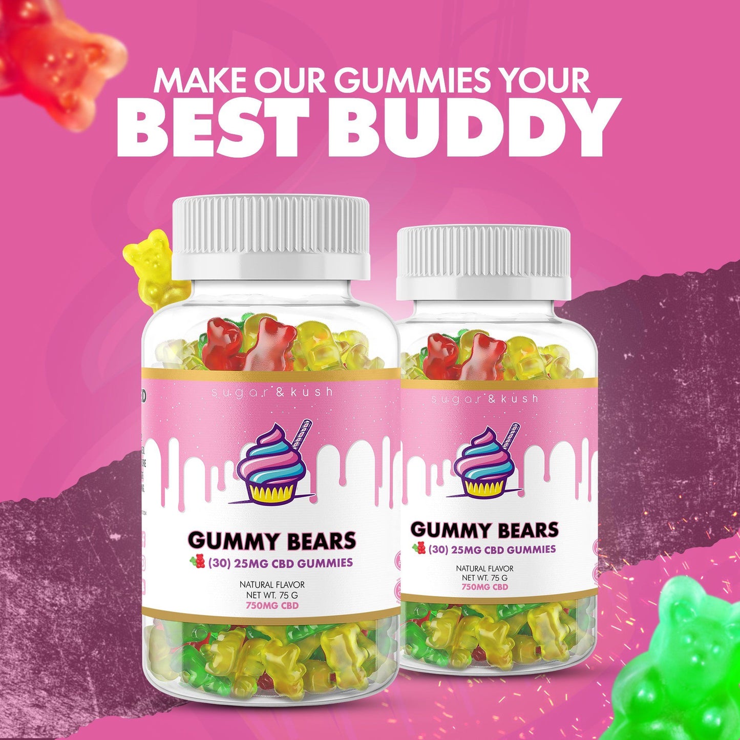 CBD Gummies 750mg (Add-On & Save) gummies Sugar & Kush 