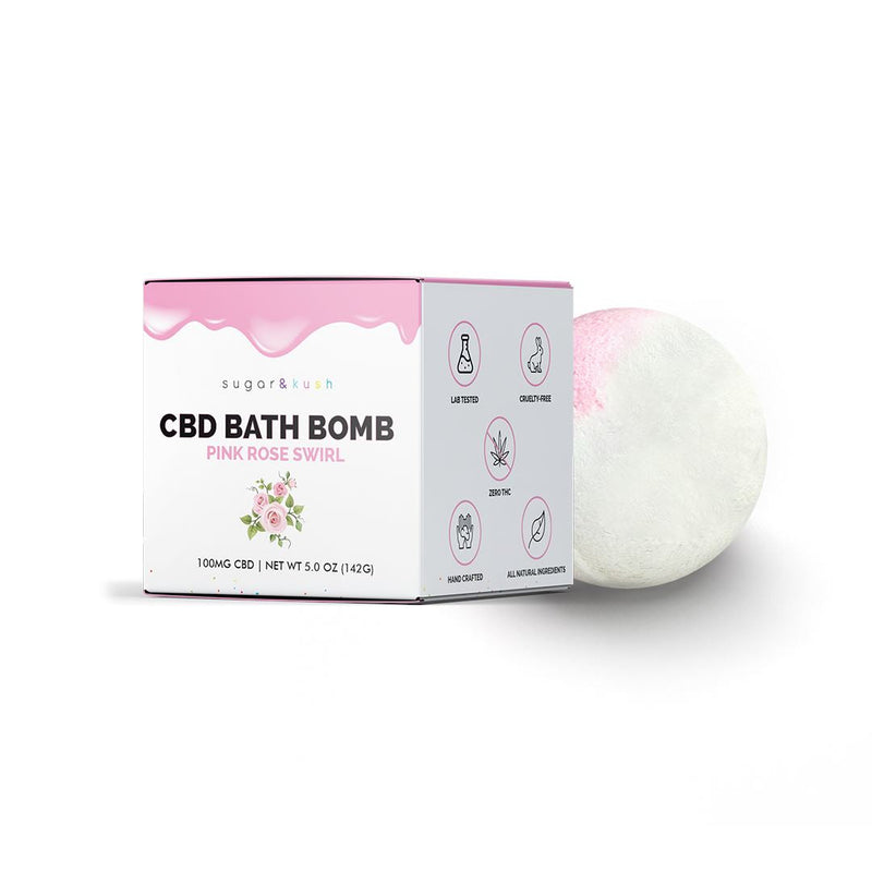 30% OFF Spa Certificate Pink Rose Swirl CBD Bath Bomb bath S&K Bath Bombs 