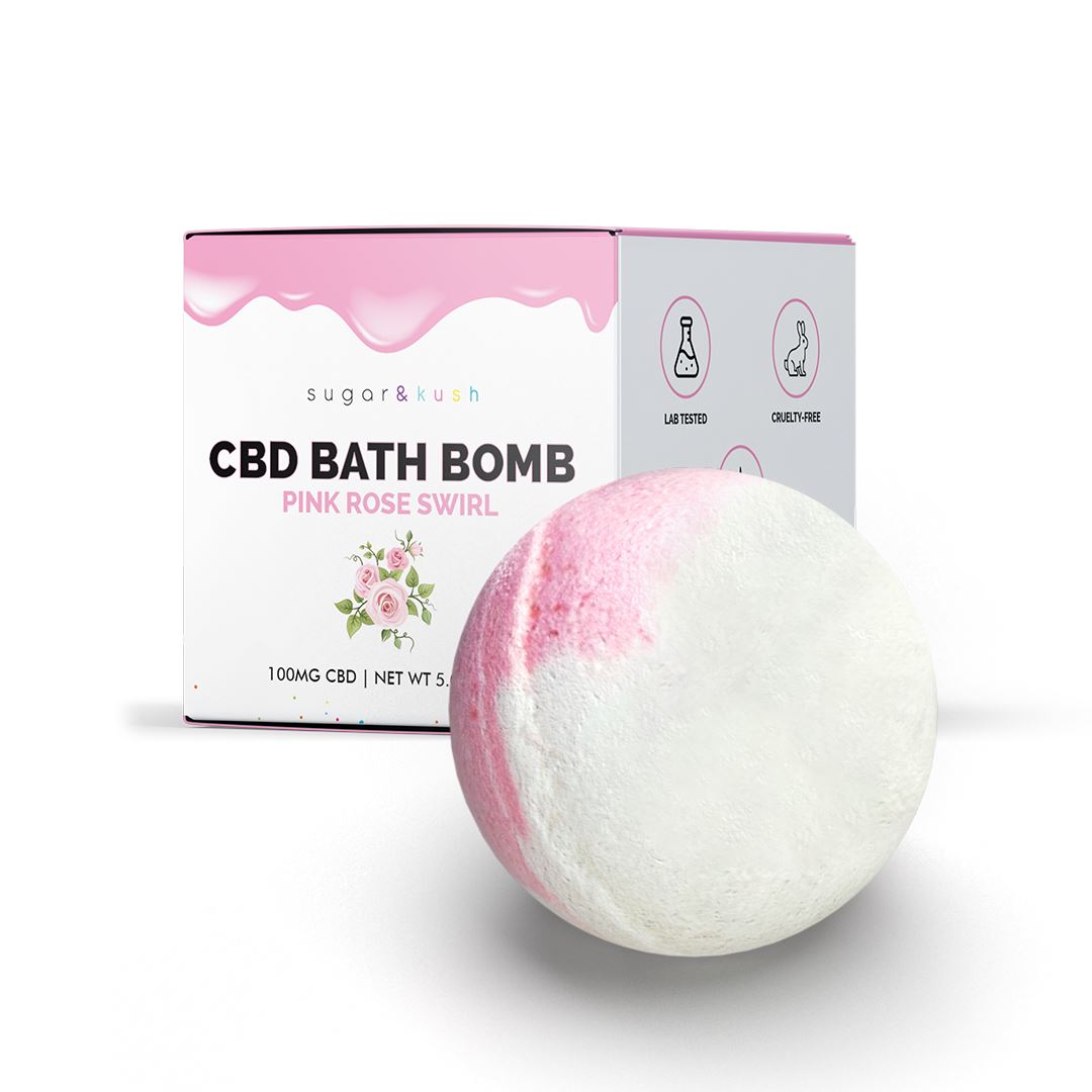 Pink Rose Swirl CBD Bath Bomb - Sugar & Kush